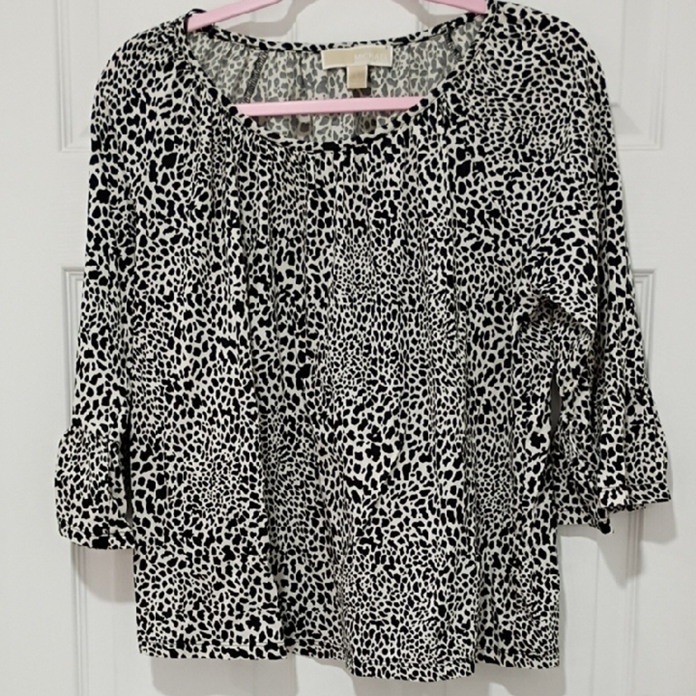 Michael Kors Black and White Animal Print Blouse